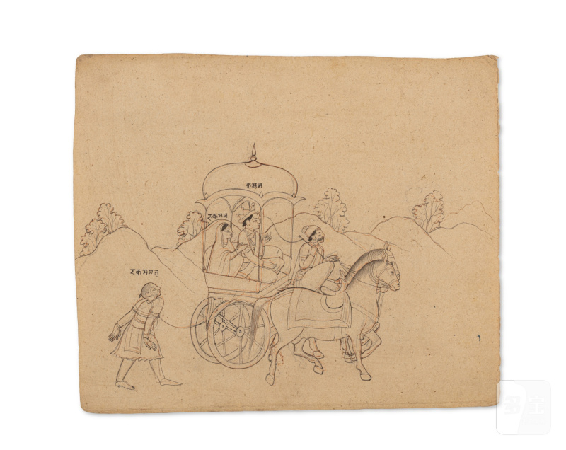 A group of nineteen drawings depicting the abduction of Rukmini by Krishna, India, Guler or Kangra, Late 18th / Early 19th century - 图6